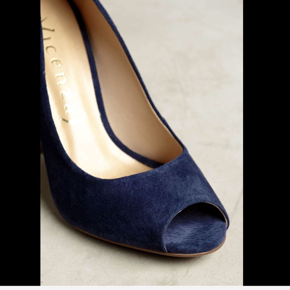 Anthropologie Suede Wicker Heel Peep Toe Pumps  39 - Picture 7 of 8
