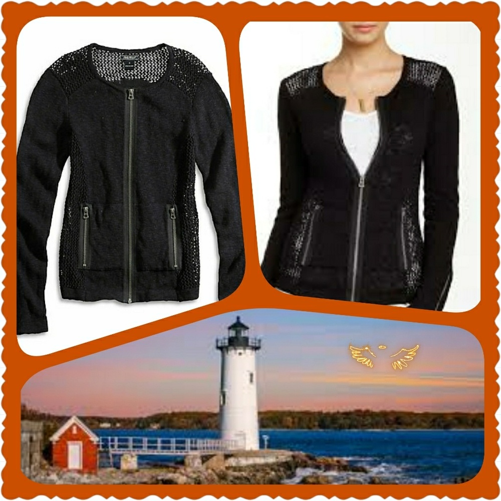 Lucky Brand Mesh Moto Sweater
