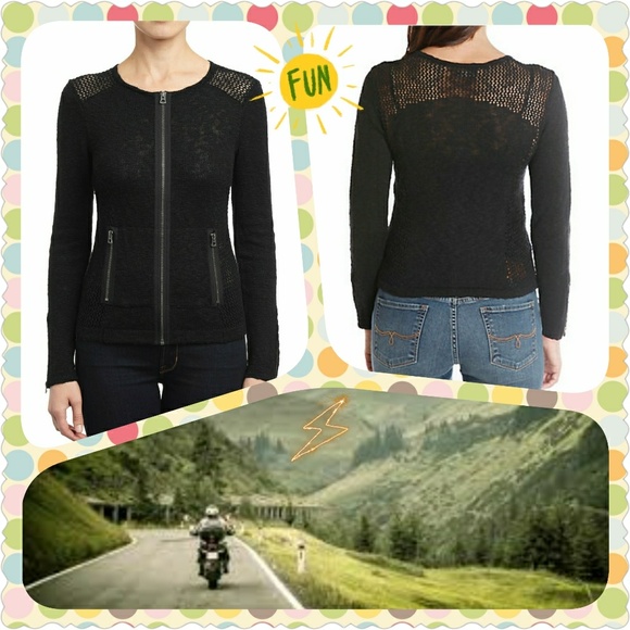 Lucky Brand Mesh Moto Sweater - Picture 2 of 4