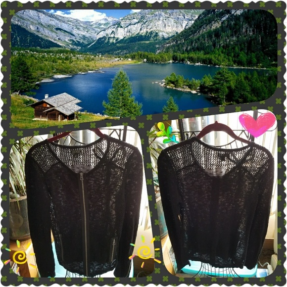 Lucky Brand Mesh Moto Sweater - Picture 3 of 4