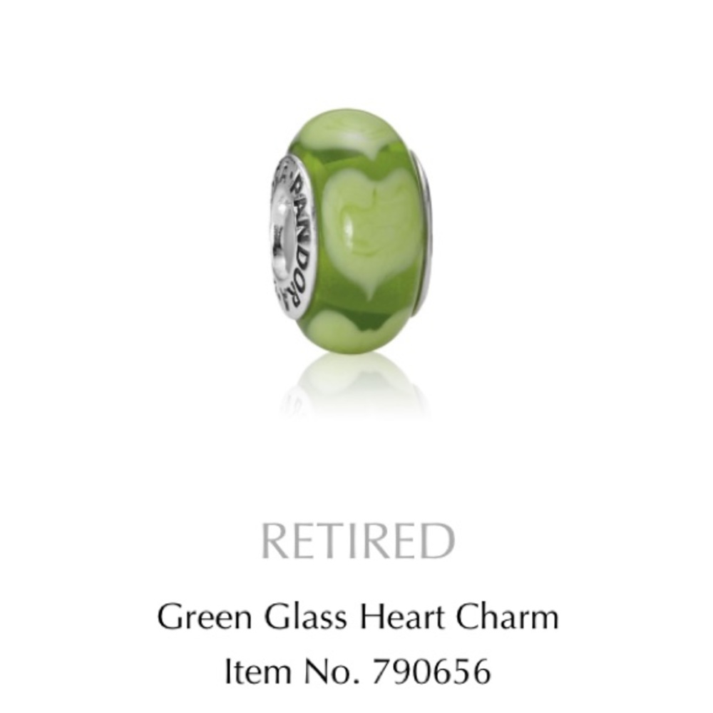 Pandora Green Murano Glass Heart Charm