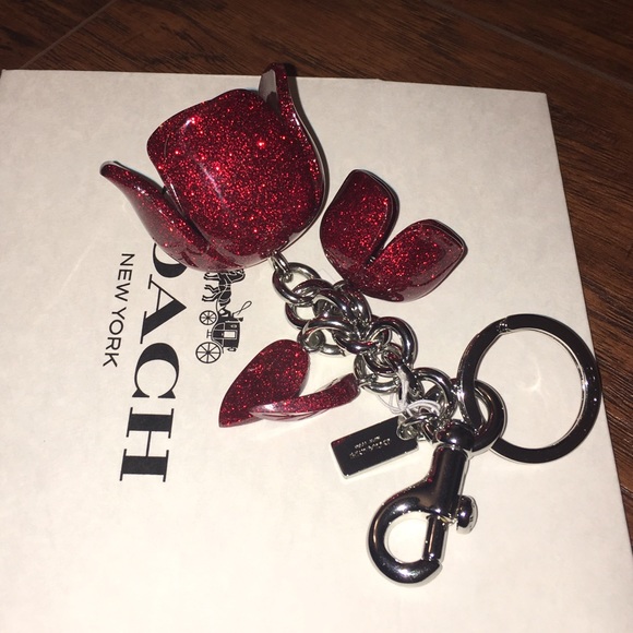 ❤️COACH Sparkle Red Flower Key Charm - Picture 2 of 4