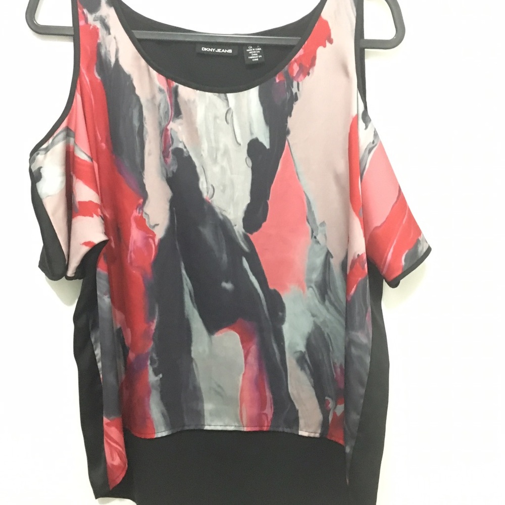 DKNY open shoulder top hi-lo