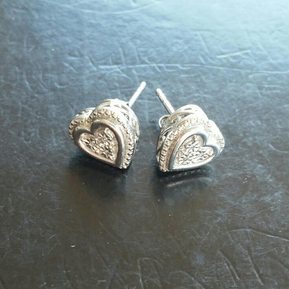 Sterling silver heart studs
