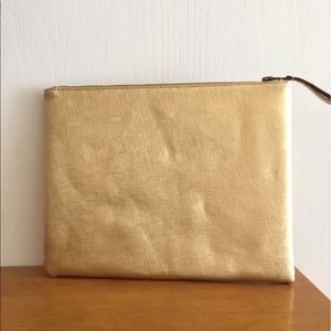 Gold luxe leather zipper pouch, West Elm, 9x11.25"
