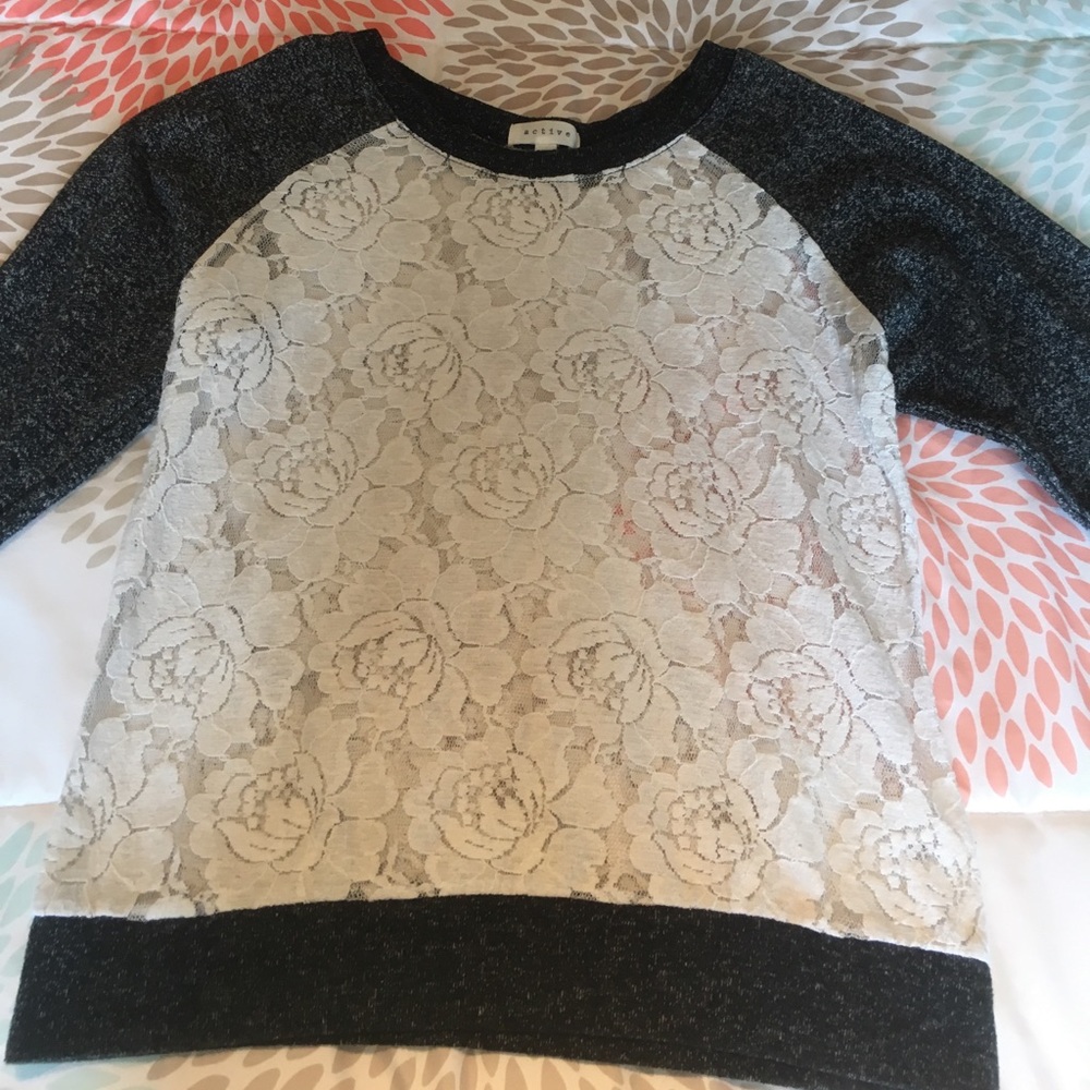 See through rose lace sweater top