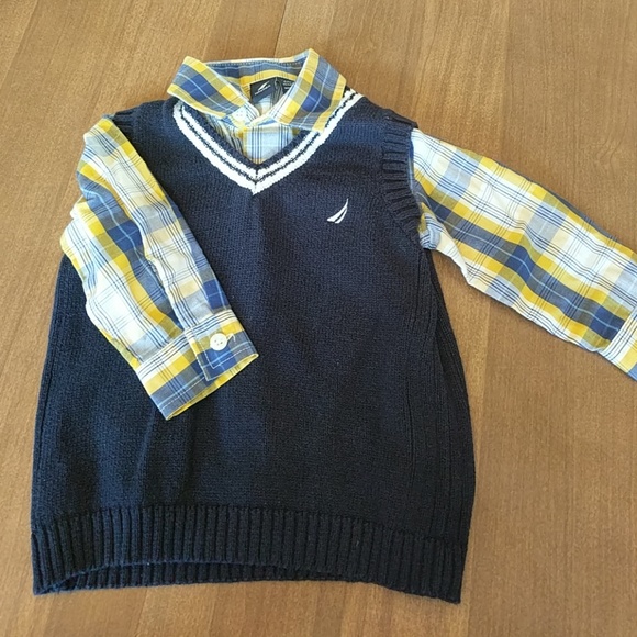 Nautica shirt and sweater vest, 12 M - Picture 2 of 4