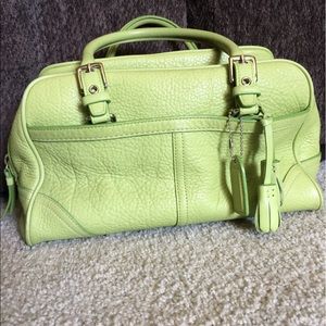 Beautiful Coach lime green leather handbag