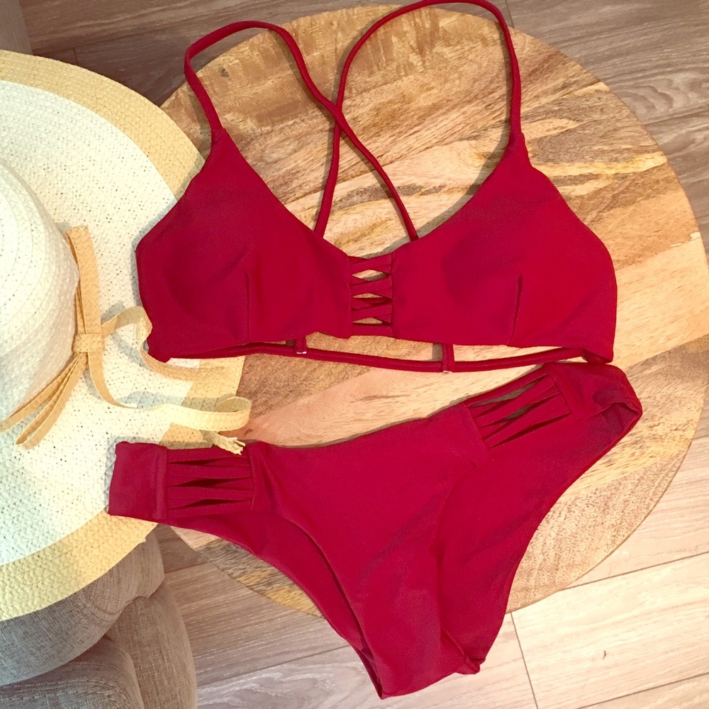 Burgundy Criss Cross Bikini