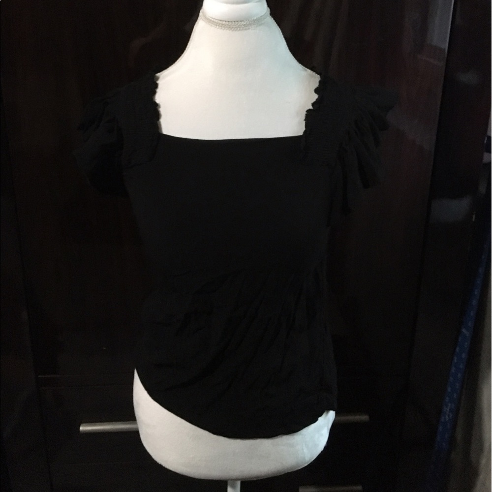Anthropologie Maeve black flutter sleeve top