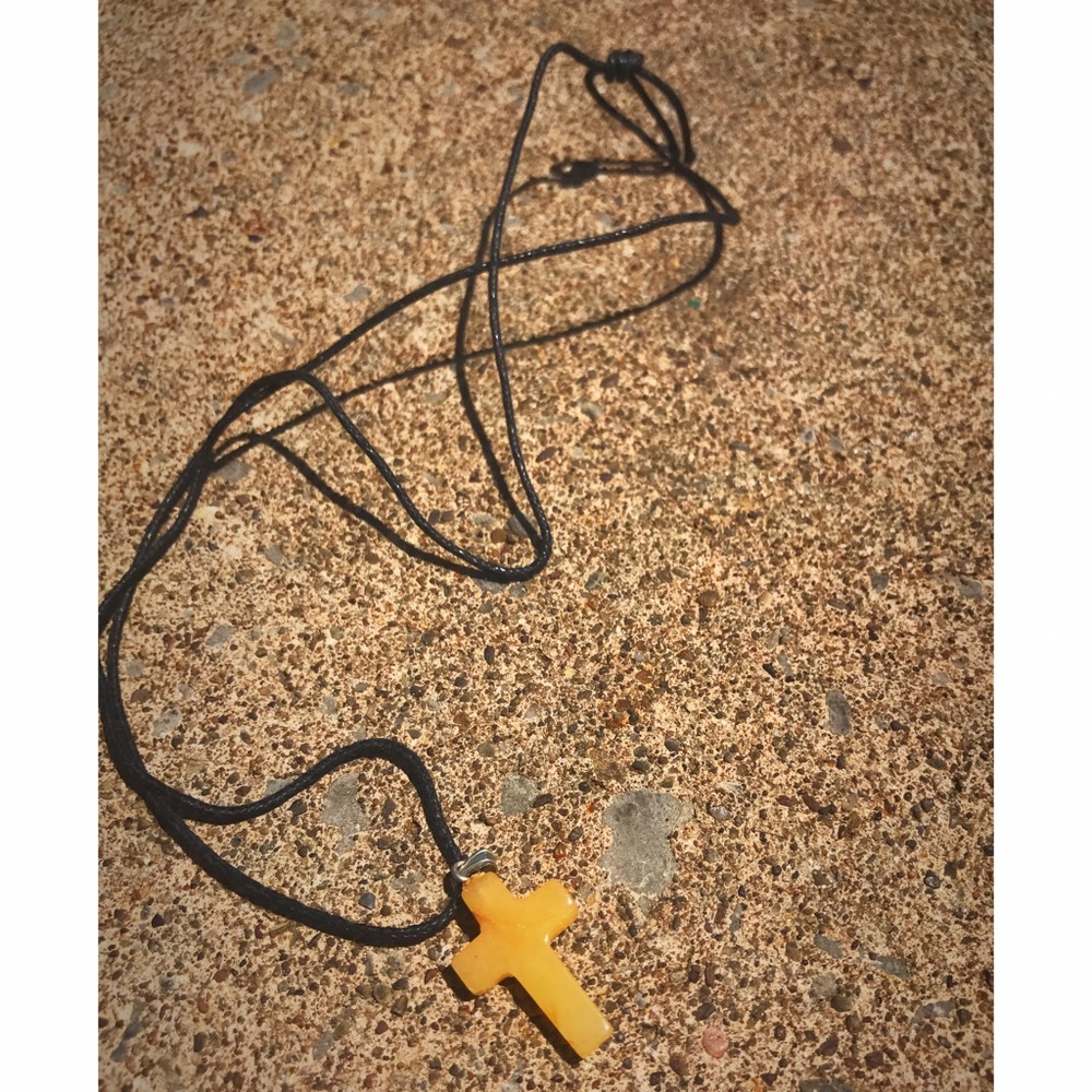 • citrine cross crystal necklace •