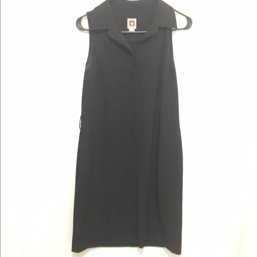 ANNE KLEIN black tee shirt dress with POCKETS