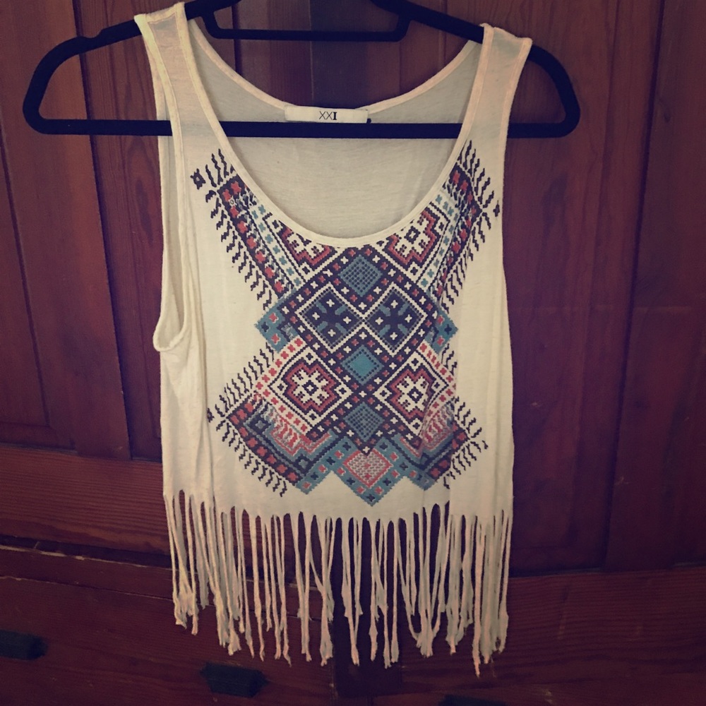 Hippie tribal fringe tank top