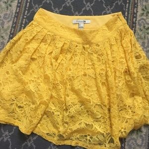 Yellow Floral Lace Skirt