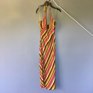 Halter- multicolored long dress.