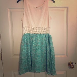 Floral Lace Waist Chiffon Dress