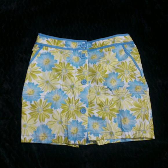 Floral Flower Pocket lime green white blue - Picture 2 of 5