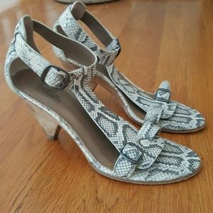 Sigerson Morrison Python T-Strap Kitten Heels