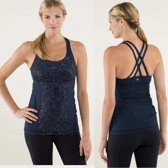 lululemon athletica Tops - Lululemon Energy Tank Paisley Inkwell Blue pads
