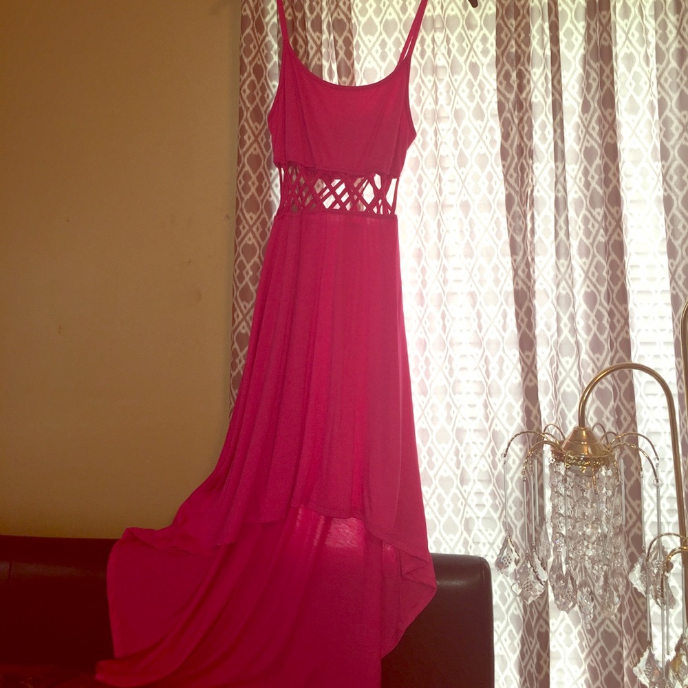 Gorgeous Pink CutOut Waist High Low Dress