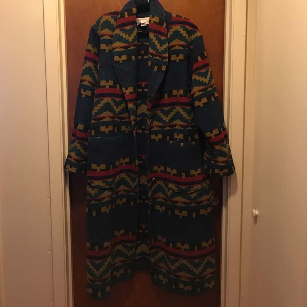 Sharon Young Wool Blend Southwestern Coat Sz M - Picture 5 of 5