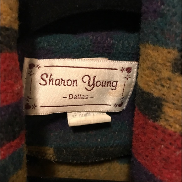 Sharon Young Wool Blend Southwestern Coat Sz M - Picture 2 of 5