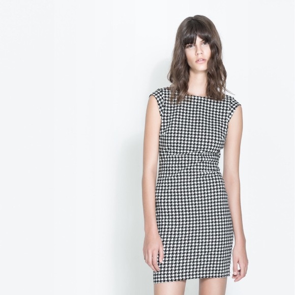 zara dogtooth dress