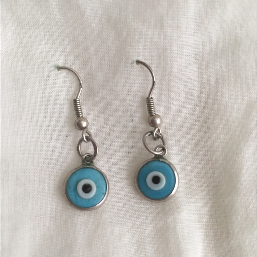 Light Blue Evil Eye Earrings