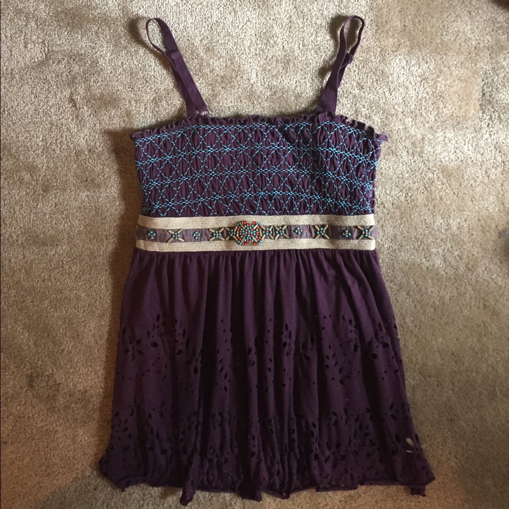 Free People shirred embroidered top