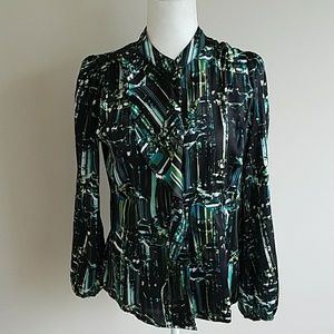 Worthington Medium Longsleeve Multi-colored Blouse