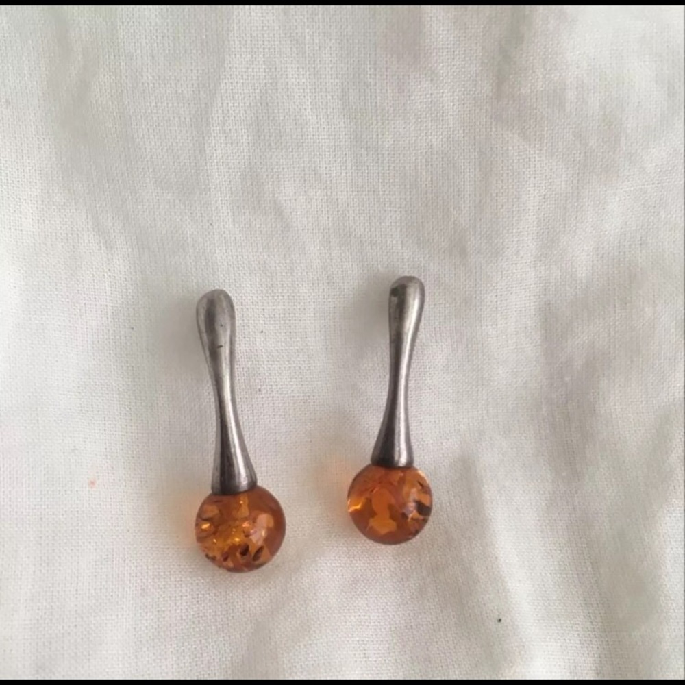 Amber and silver earrings