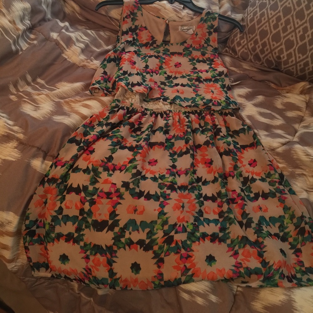 Pretty Lace Waist Colorful Dress