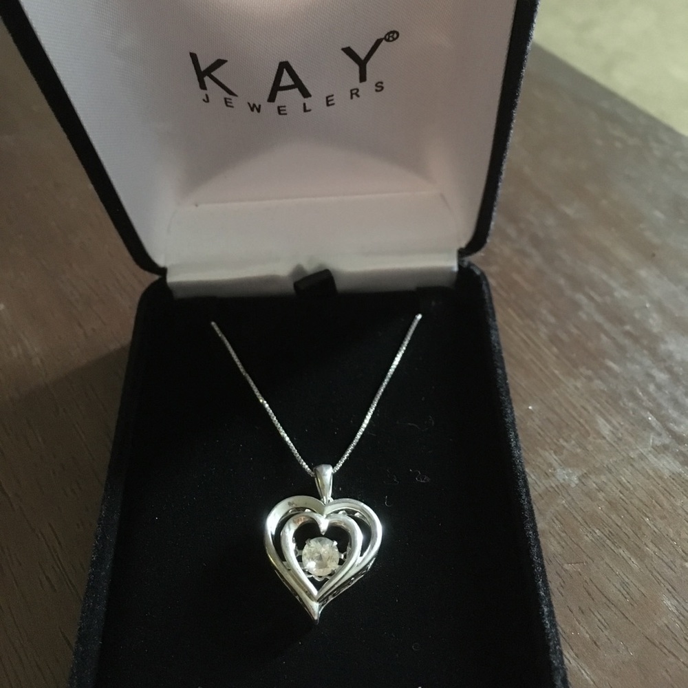 Moving White Sapphire Heart Necklace