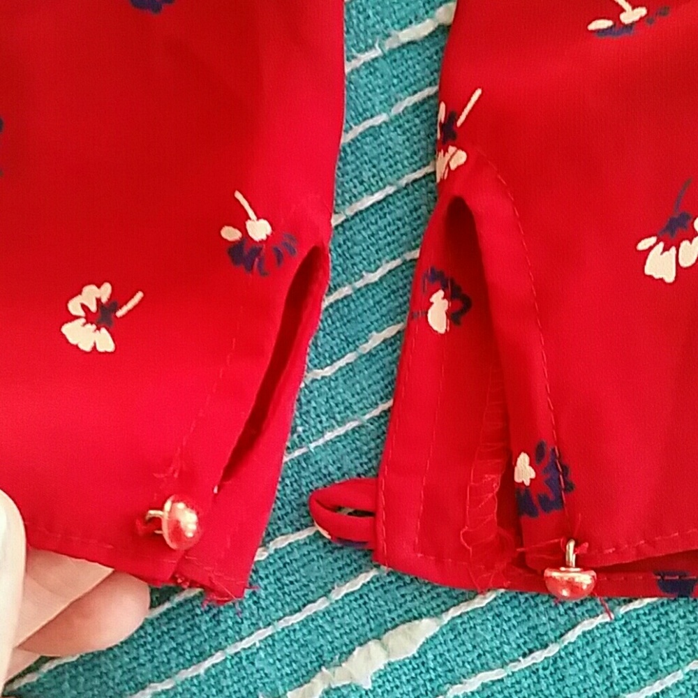 Vintage Red Flower Sheer Dress! *M/L* - Picture 6 of 7