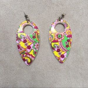 Paisley floral tear drop earrings