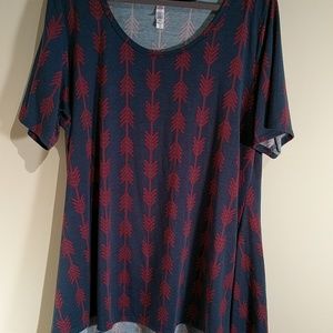 GUC 2XL Lularoe Perfect Tee Dark Teal Red Arrows