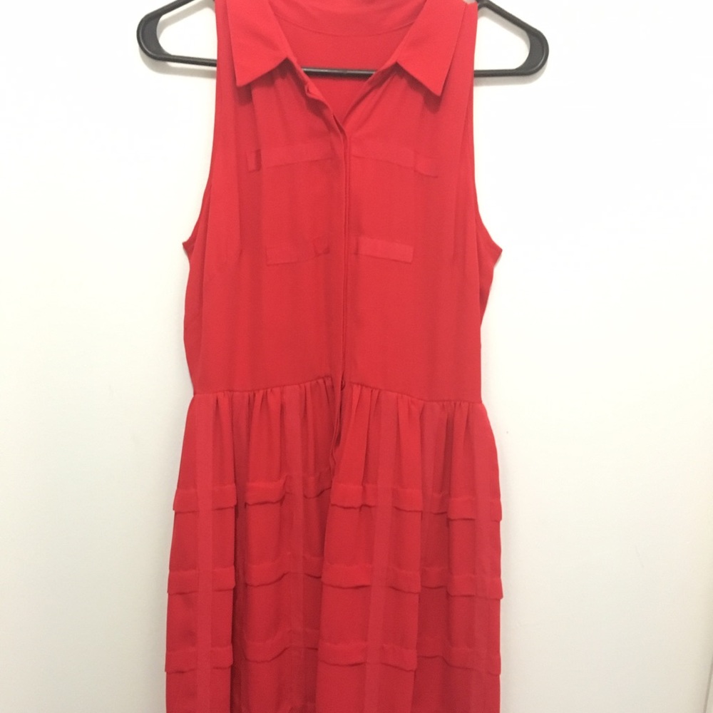 SACHIN + BABI red dress with layered ribbon detail