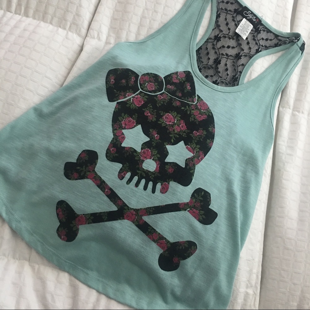 Mint Skull Razorback Tank