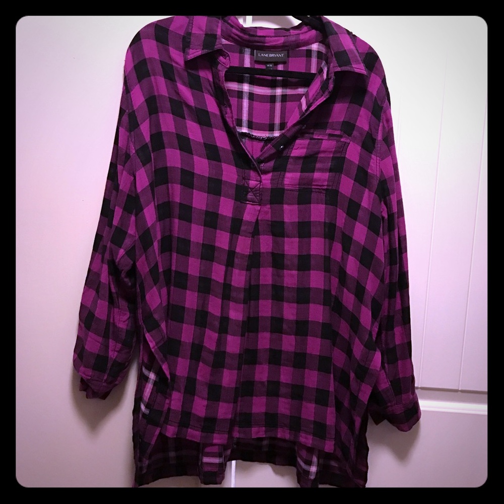 Lane Bryant Plaid 3/4 sleeve shirt