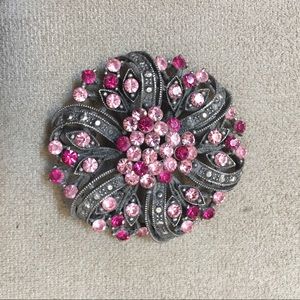 Silver and pink brooch