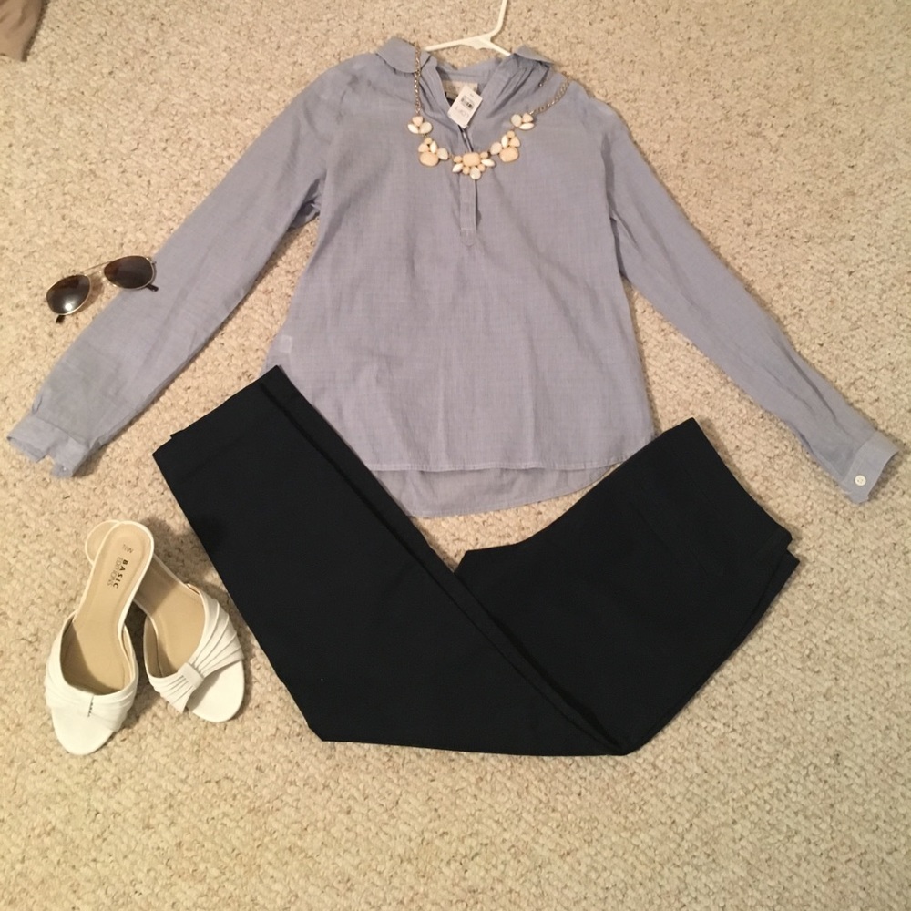 NWT LOFT chambray top with covered buttons.