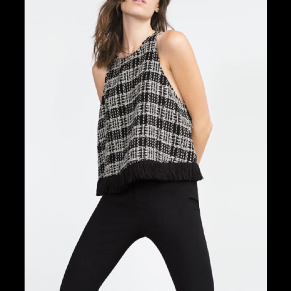 🛍SOLD🛍 Zara tweed crop top - Picture 3 of 4