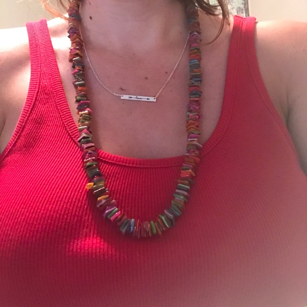 Square gem necklace handmade from Mexico