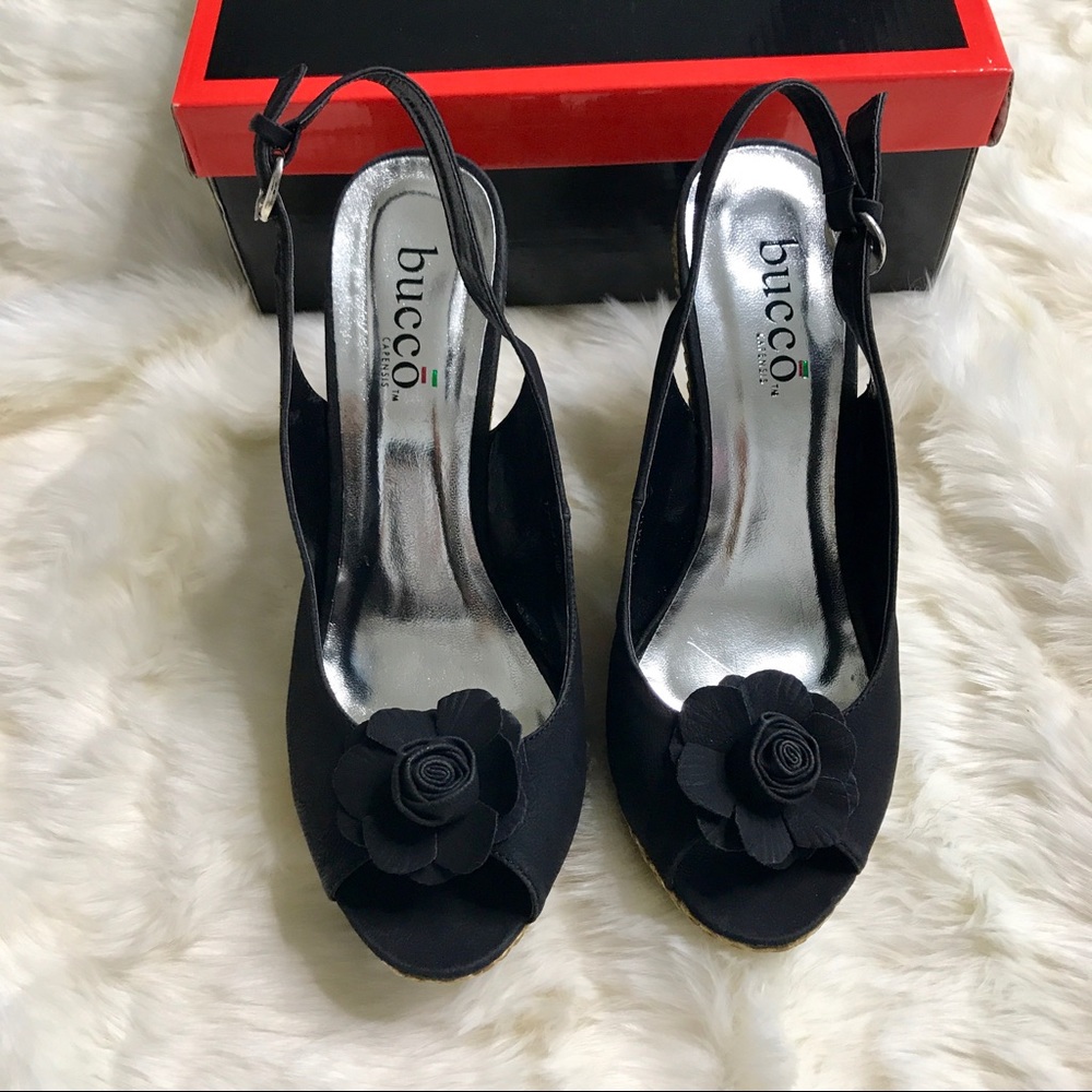 *SOLD*Bucco Heel Espadrille Sandal Black 8.5 NIB - Picture 6 of 8