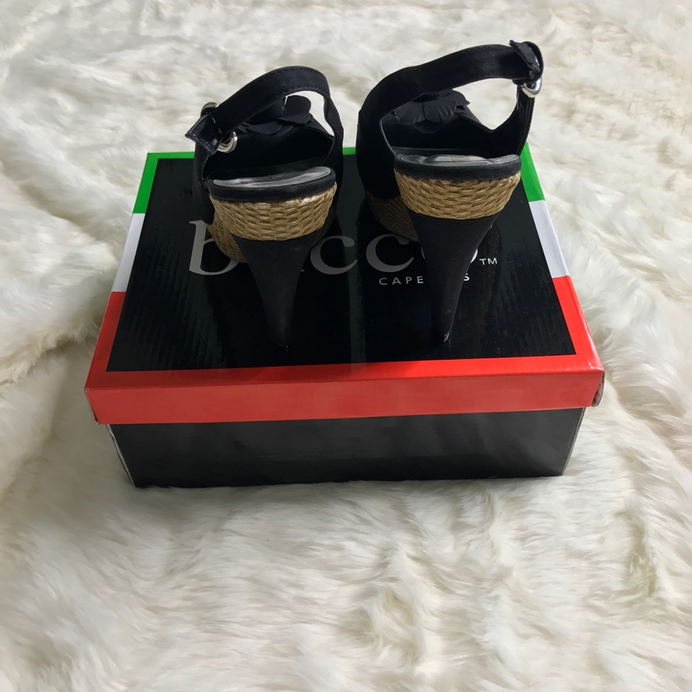 *SOLD*Bucco Heel Espadrille Sandal Black 8.5 NIB - Picture 7 of 8
