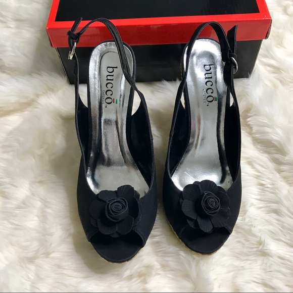 *SOLD*Bucco Heel Espadrille Sandal Black 8.5 NIB - Picture 6 of 8