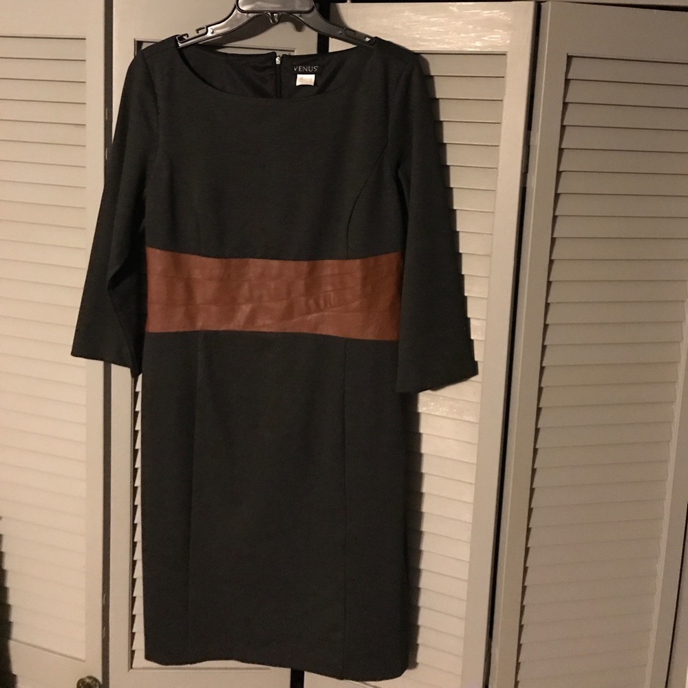 Venus. Grey with wide sewn on leather wide belt.