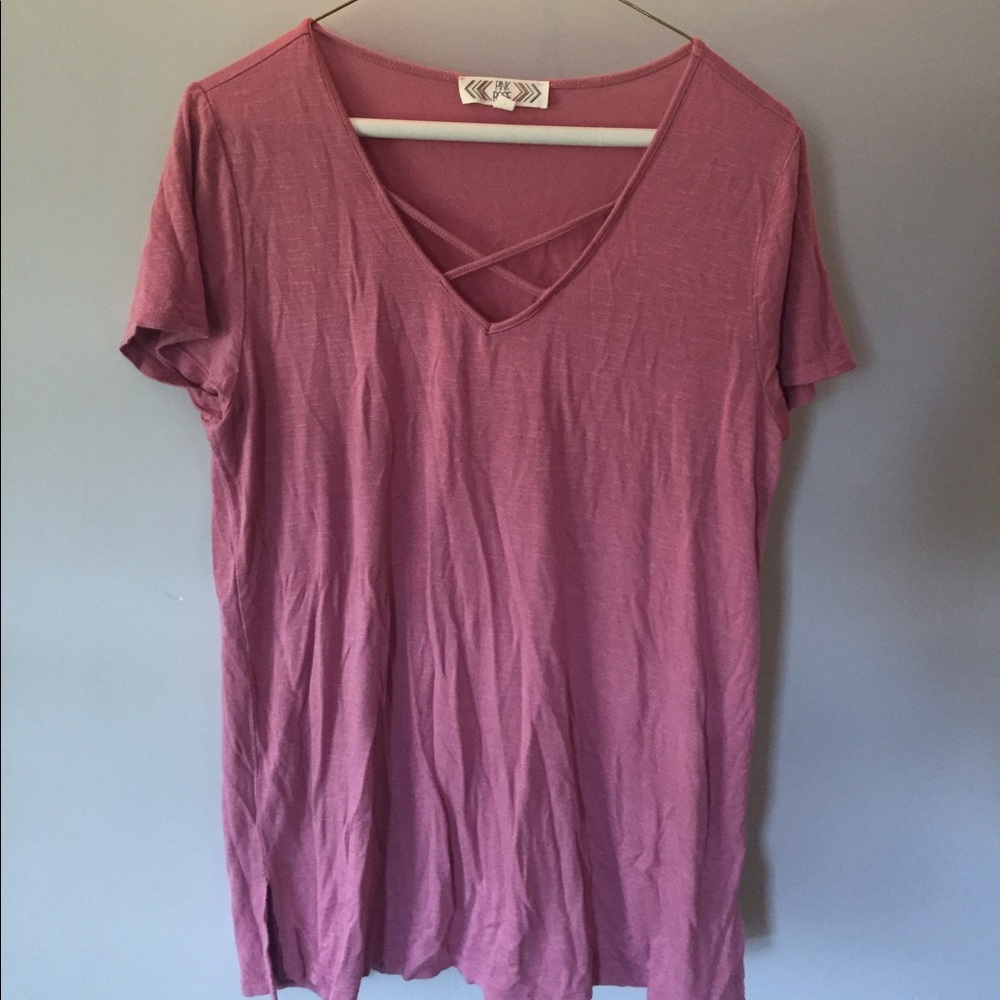 Pink tshirt with cross detailing