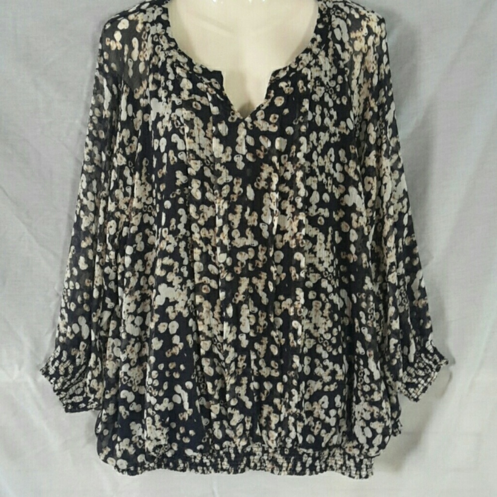 Cj Banks Sheer Pullover With Built-in Black Lining