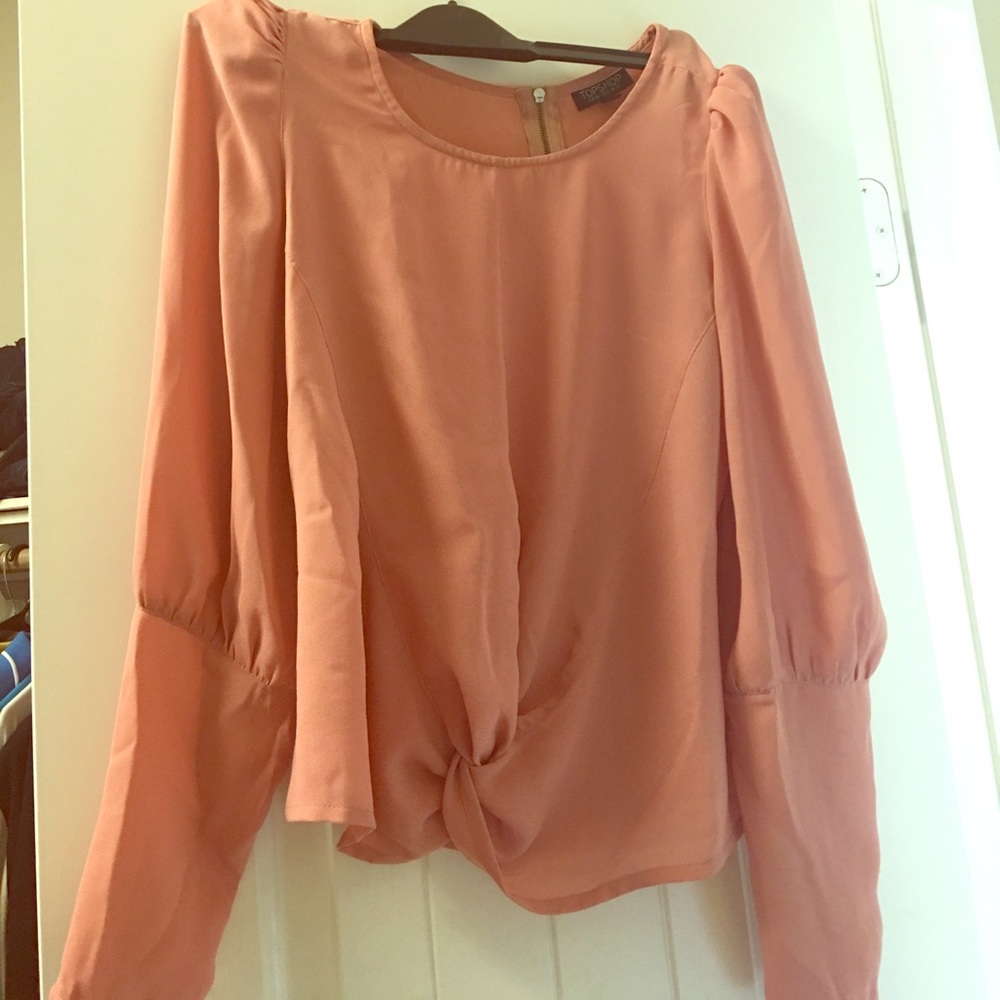 Topshop blouse vintage ASO zipper back long sleeve